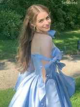 Gorgeous Blue Sweetheart Bow Tie Straps A-line Short Mini Dress Homecoming Dress